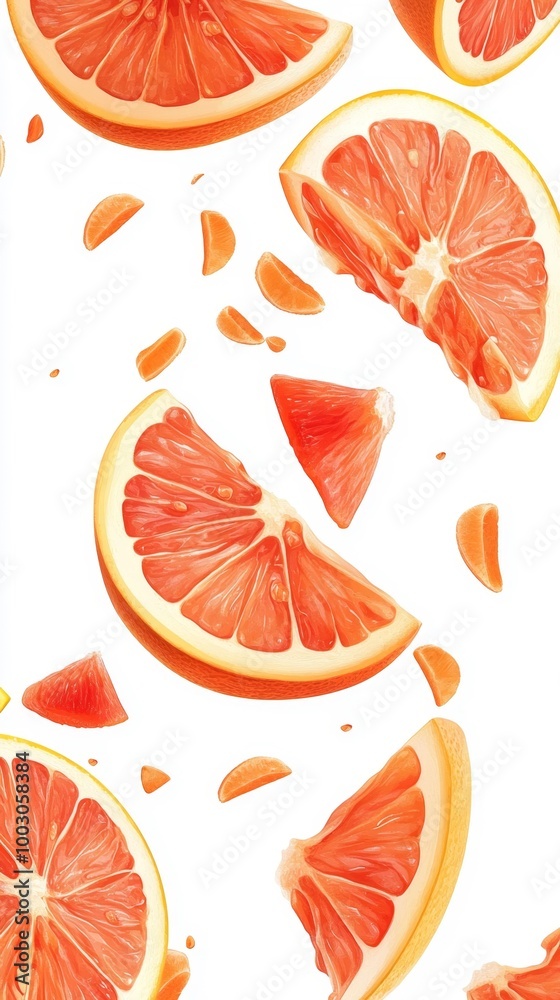 Grapefruit Slices in a Floating Pattern Generative AI Grapefruit Slices in a Floating Pattern Generative AI