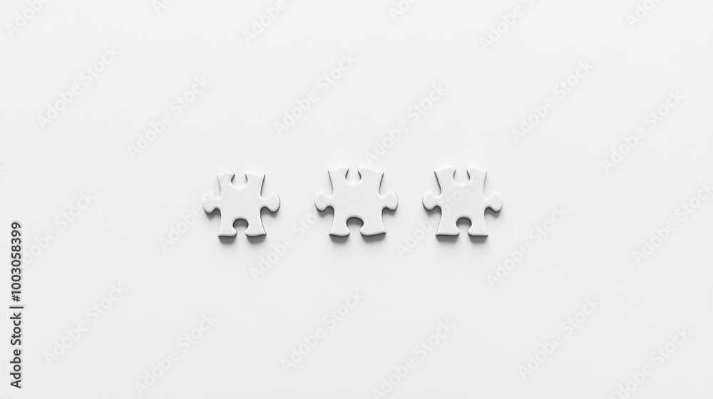 Three interlocking puzzle pieces arranged in a row on a white background.