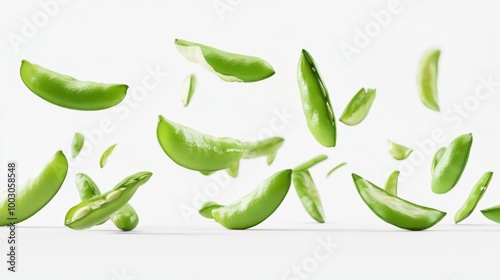 Fresh Snap Peas Floating Isolated Generative AI