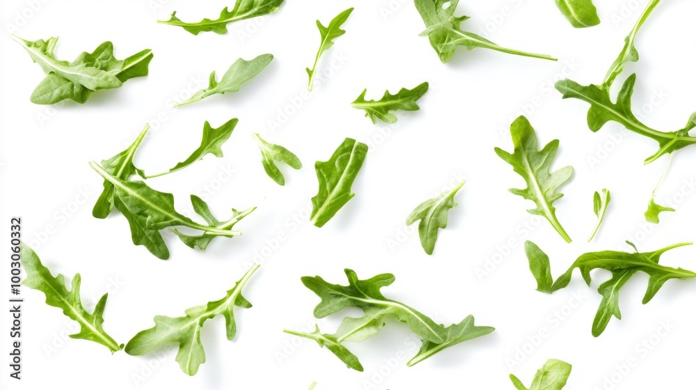 Arugula Leaves on White Background – Generative AI Arugula Leaves on White Background – Generative AI