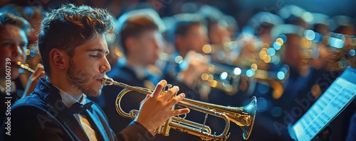 Band director leading a school band