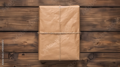 A Package on Wooden Table
