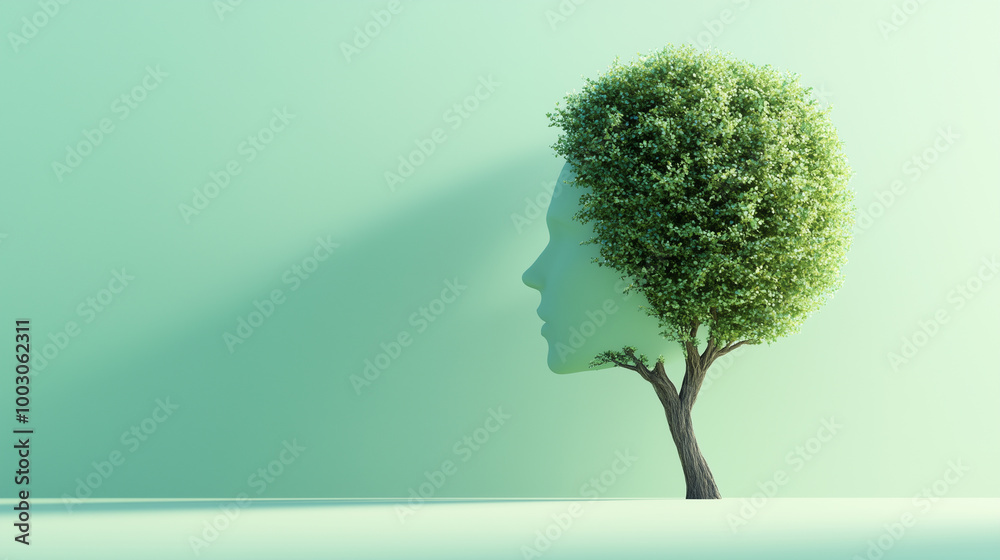 Tree Profile Growing on a Green Background for Nature and Mental Health
Tree Profile Growing on a Green Background for Nature and Mental Health