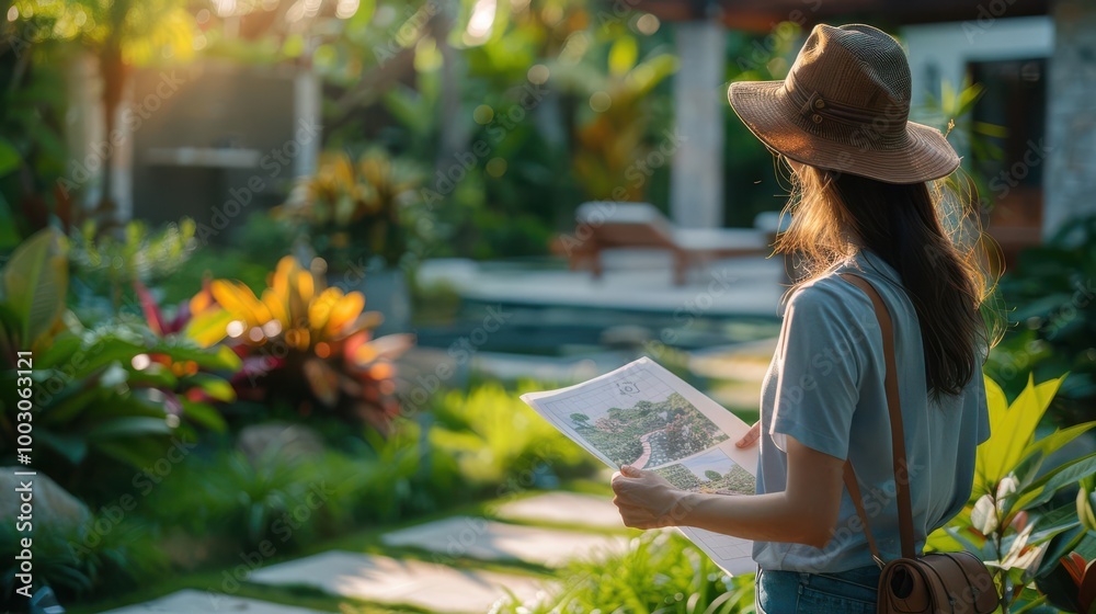 Fototapeta premium Landscape architect planning a garden