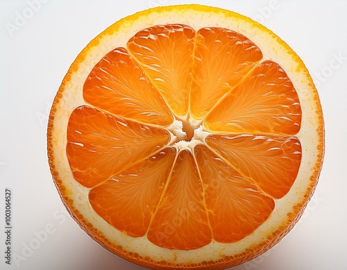 Close up de una naranja partida por la mitad