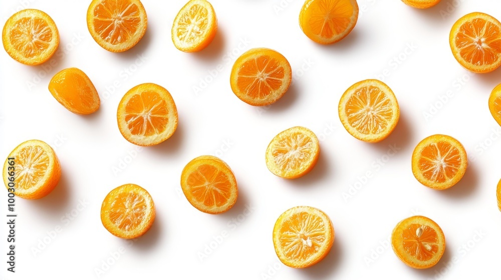 Slices of Fresh Orange Fruit on White Background Generative AI Slices of Fresh Orange Fruit on White Background Generative AI