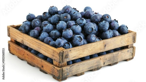 Wallpaper Mural A wooden crate filled with fresh blueberries, showcasing their vibrant color and natural appeal. Torontodigital.ca