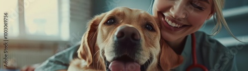Veterinarian administering physical therapy to a dog intricate details sharp reflections vibrant colors hyper-realistic stunning clarity