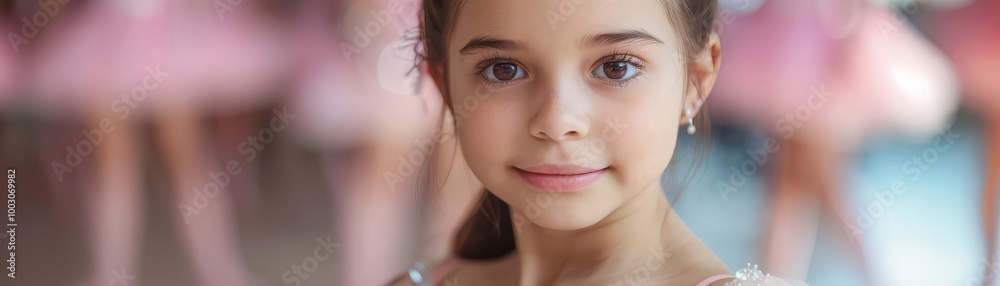 Young girl in a ballet costume, practicing her moves in a dance studio Young girl in a ballet costume, practicing her moves in a dance studio