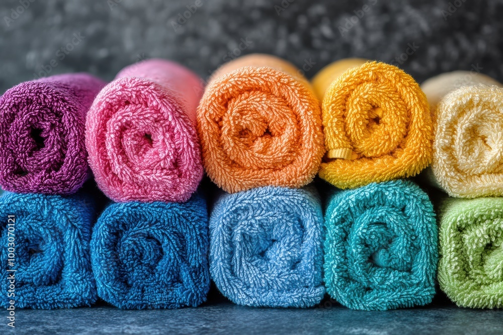 banner mockup featuring freshly folded towels in assorted colors, perfect for conveying a spa and relaxation theme banner mockup featuring freshly folded towels in assorted colors, perfect for conveying a spa and relaxation theme