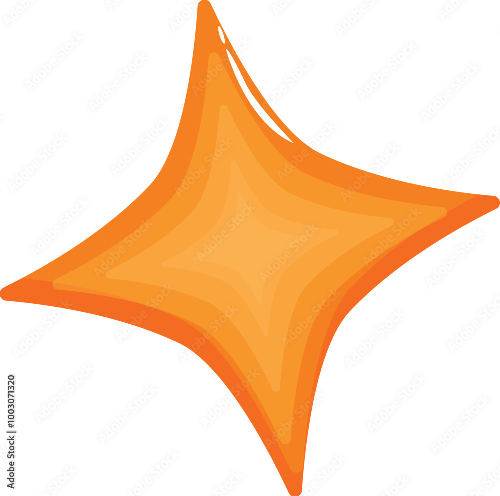 Fototapeta premium Orange star shining brightly with four points, perfect for illustrations, games, or any project needing a touch of sparkle