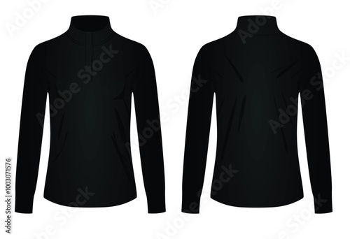 Black woman long neck t shirt. vector