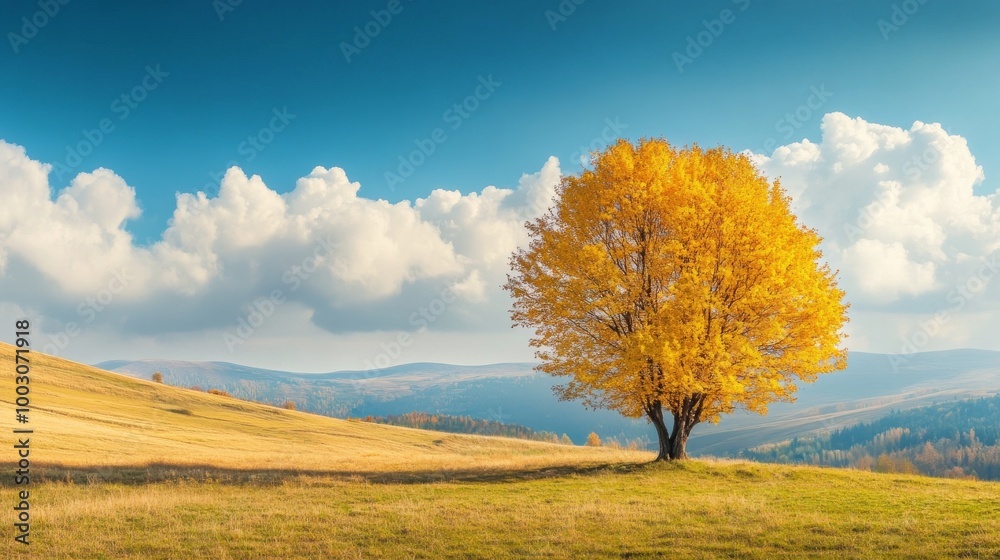 Fototapeta premium Countryside landscape with clouds.