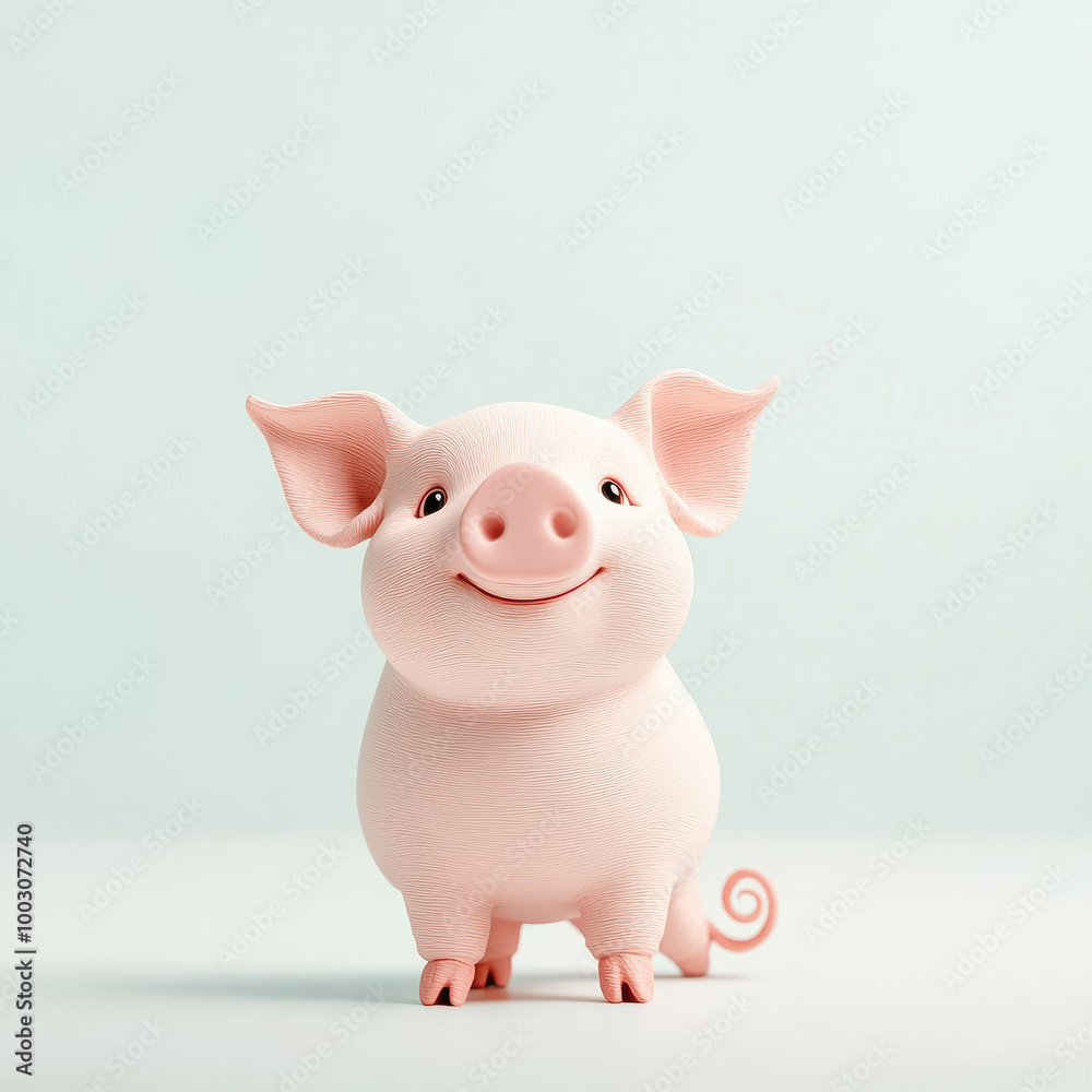 Cute cartoon pig with a joyful expression, perfect for children's books, illustrations, or playful designs.