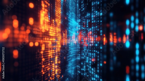 Wallpaper Mural A digital abstract representation of data streams in vibrant blue and orange hues. Torontodigital.ca