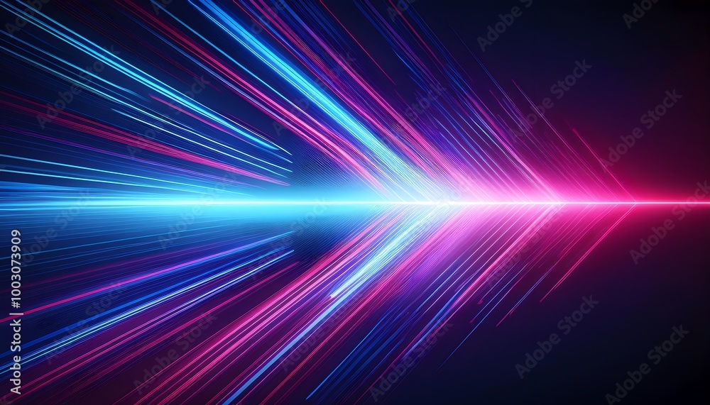Abstract arrow speed motion light effect with glowing blue and pink colors, dynamic energy flow on a dark background. Futuristic, neon, and digital motion concept with vibrant light trails. Generative Abstract arrow speed motion light effect with glowing blue and pink colors, dynamic energy flow on a dark background. Futuristic, neon, and digital motion concept with vibrant light trails. Generative
