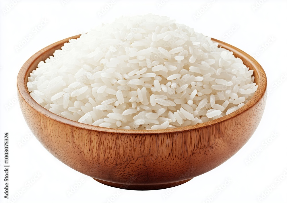 A delightful bowl of steaming white rice ready to complement any meal at the dining table A delightful bowl of steaming white rice ready to complement any meal at the dining table