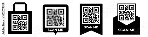 Scan me vector. Qr code set.