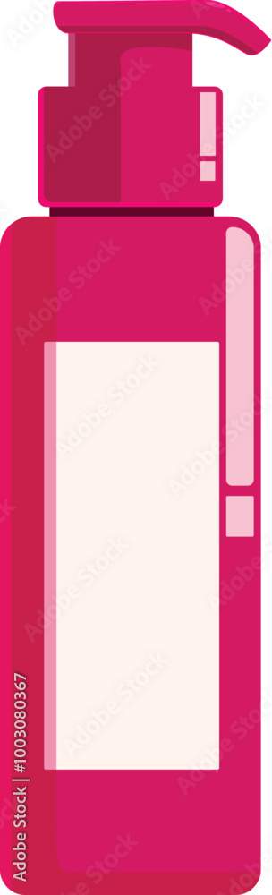 Pink plastic dispenser bottle with pump for cosmetics standing on white background Pink plastic dispenser bottle with pump for cosmetics standing on white background