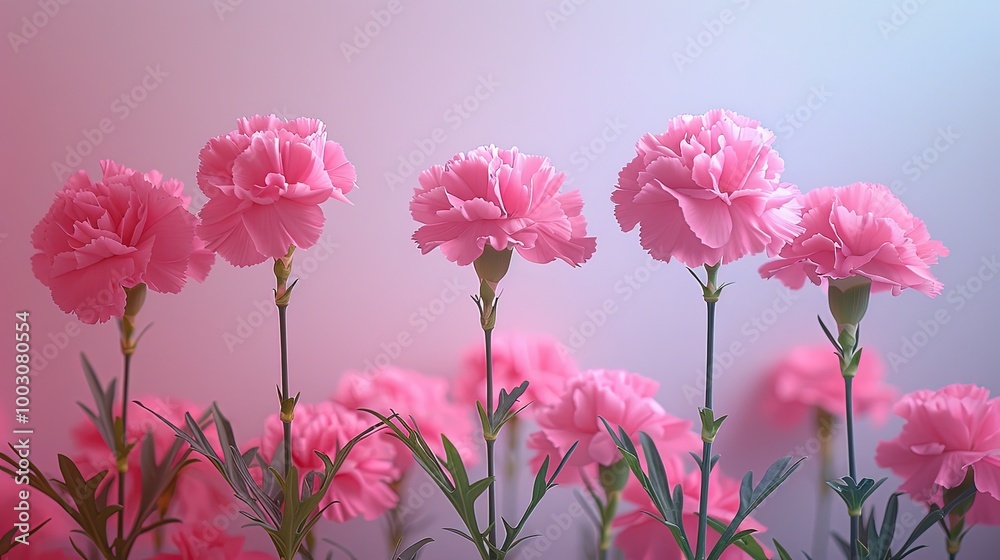 Carnation flowers on soft color background, romantic feminine composition, wedding invitation concept. Carnation flowers on soft color background, romantic feminine composition, wedding invitation concept.