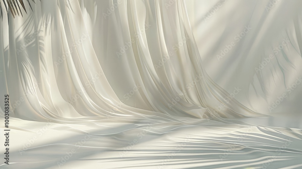 Obraz premium White Fabric Draped With Palm Shadow