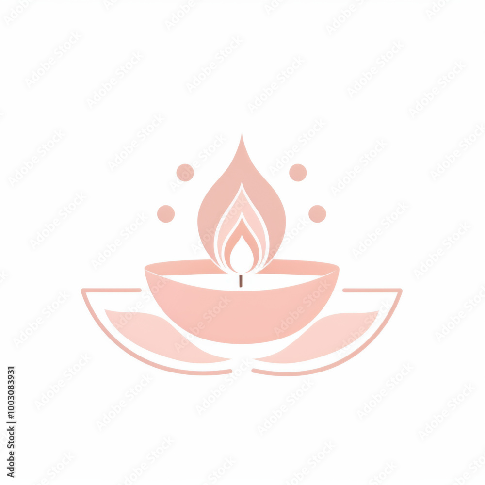 Pink leaves and candle on a white background. Concept for spa salon. Modern illustration. Pink leaves and candle on a white background. Concept for spa salon. Modern illustration.