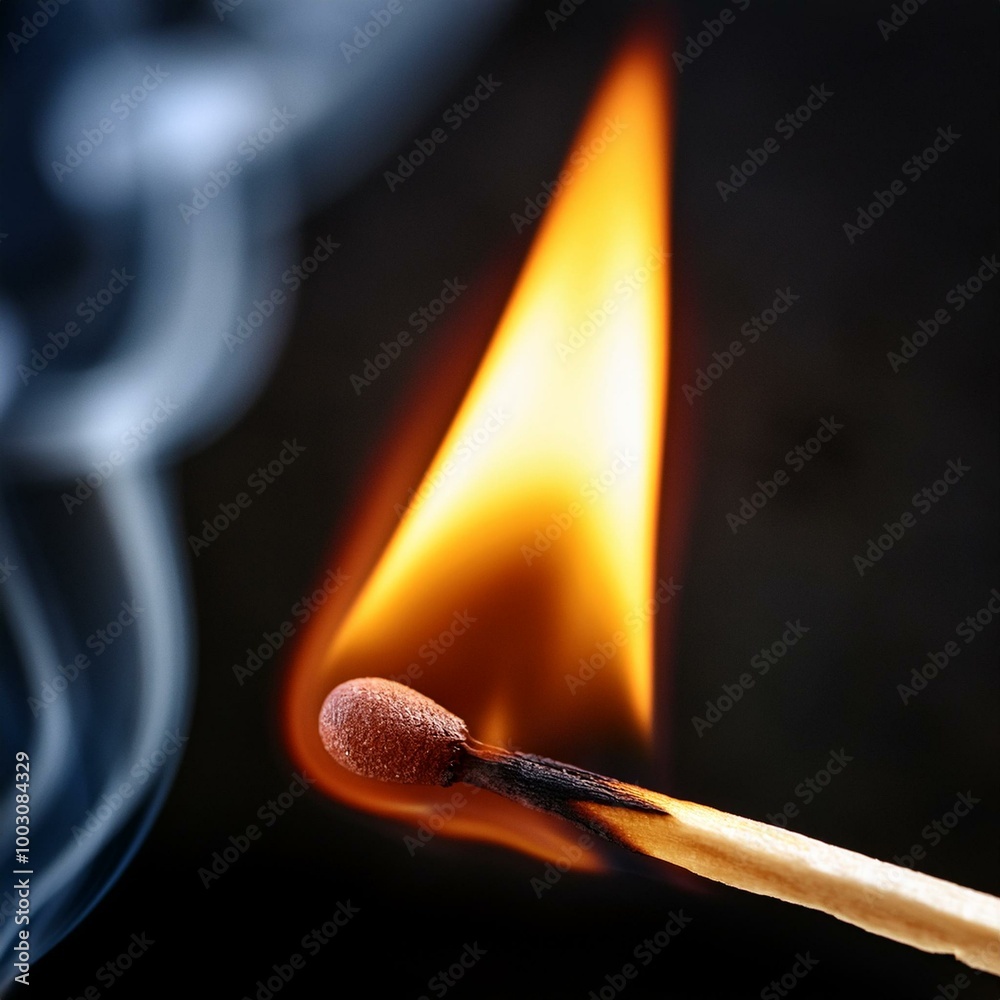burning match on a black background burning match on a black background