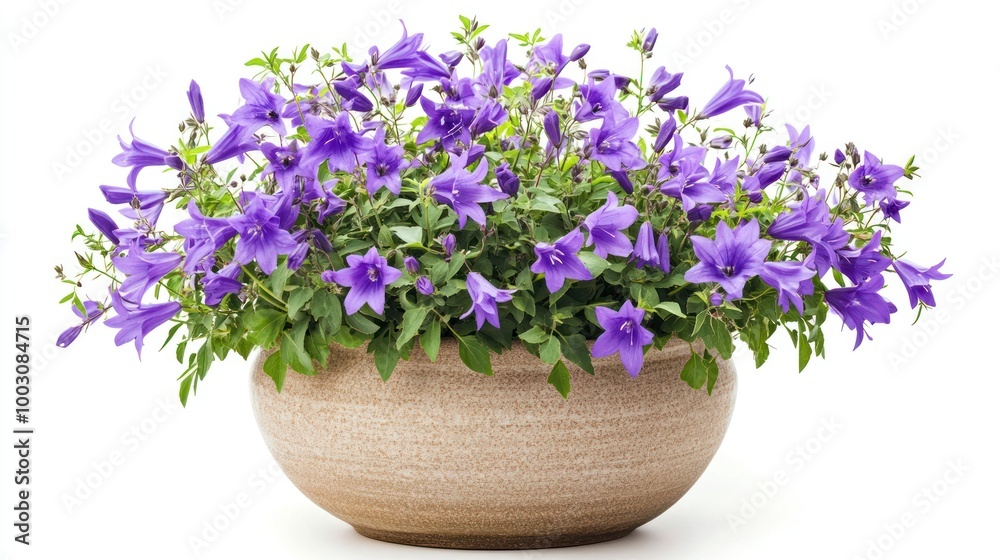 Fototapeta premium A vibrant arrangement of purple flowers in a decorative pot, enhancing indoor or outdoor spaces.