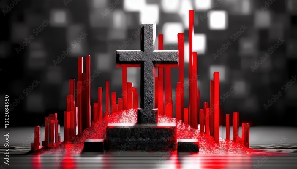 Modern Cross Design with Graph Element Modern Cross Design with Graph Element