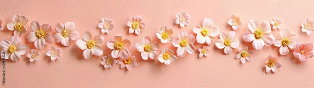 Obraz premium Edelweiss flowers on soft color background, romantic feminine composition, wedding invitation concept.