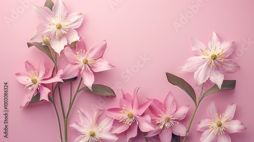 Edelweiss flowers on soft color background, romantic feminine composition, wedding invitation concept.