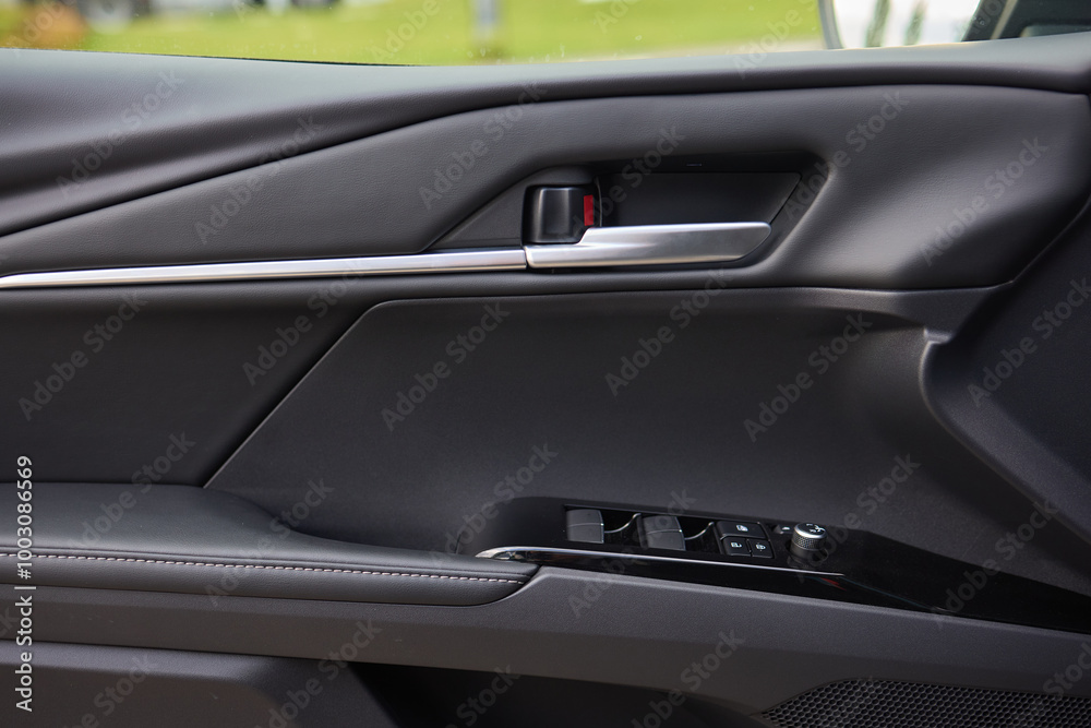 A car door with trim showcasing automotive design details A car door with trim showcasing automotive design details
