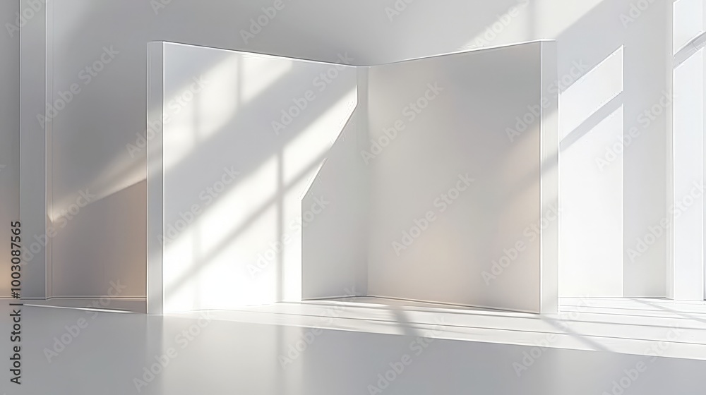 Fototapeta premium Minimalist White Room with Sunlight