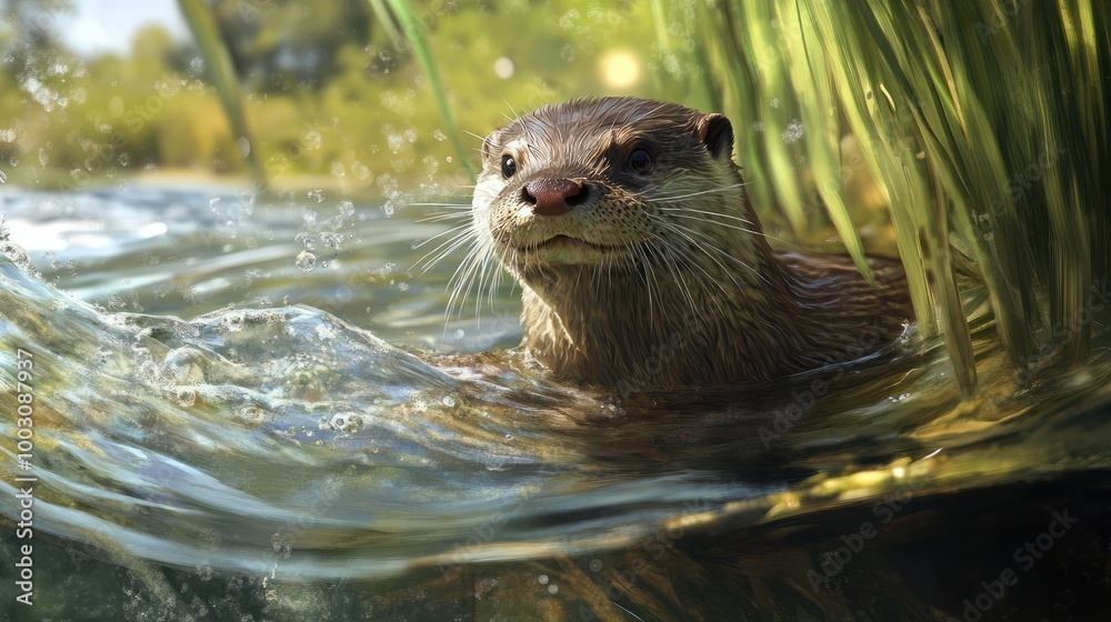 Otter, Lutra lutra in der Natur, Fischotter Otter, Lutra lutra in der Natur, Fischotter