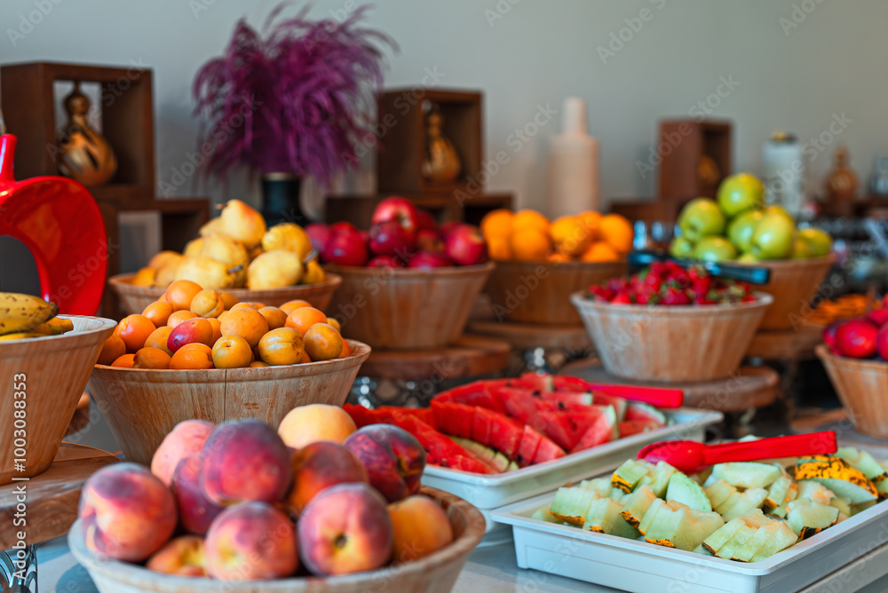 Fruit plates. All inclusive food concept. Fruit plates. All inclusive food concept.