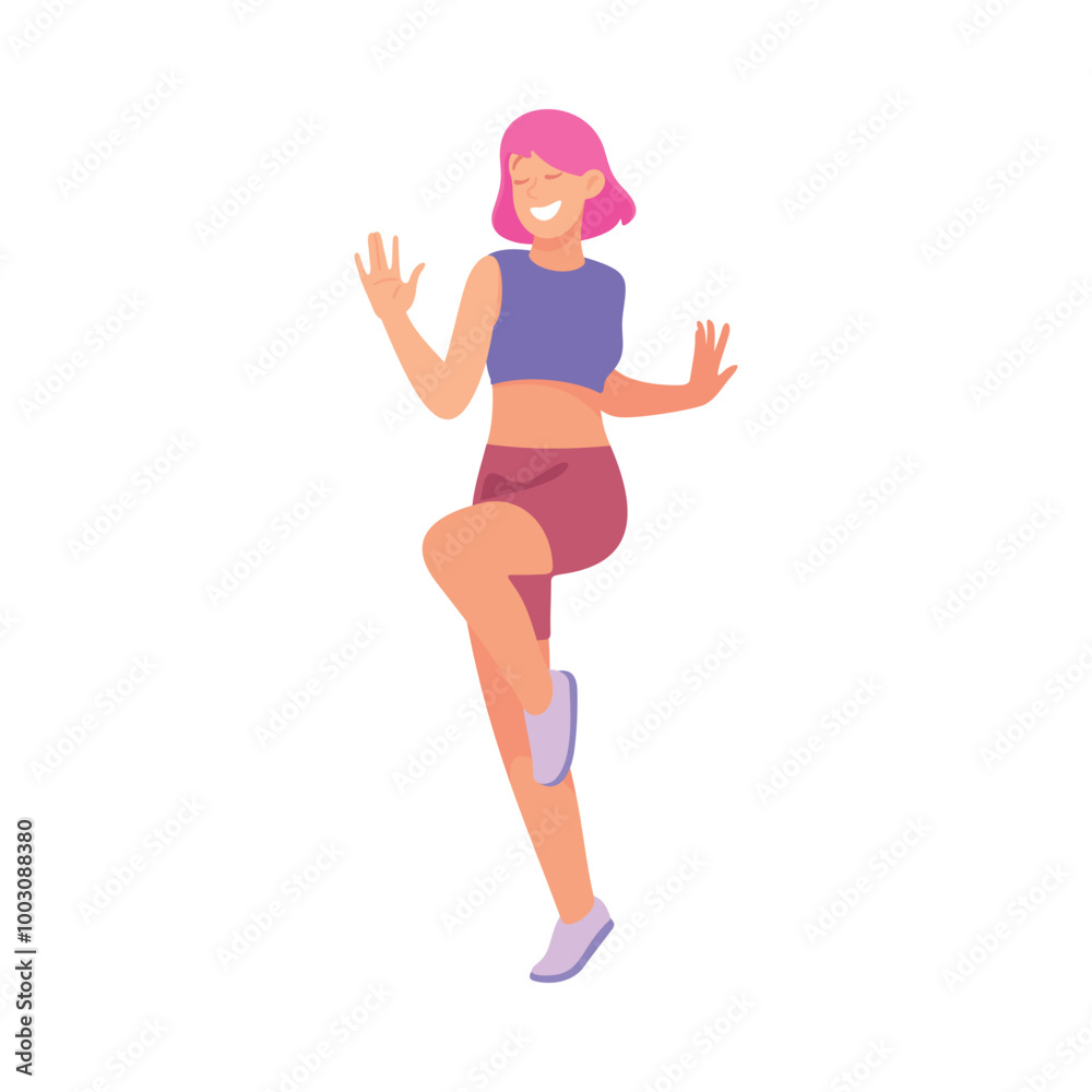 Party with Young Woman Rejoice and Cheering Vector Illustration Party with Young Woman Rejoice and Cheering Vector Illustration