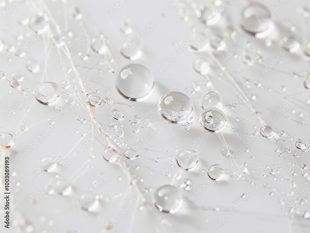 Water Droplets on a Spider Web Isolated On White Water Droplets on a Spider Web Isolated On White