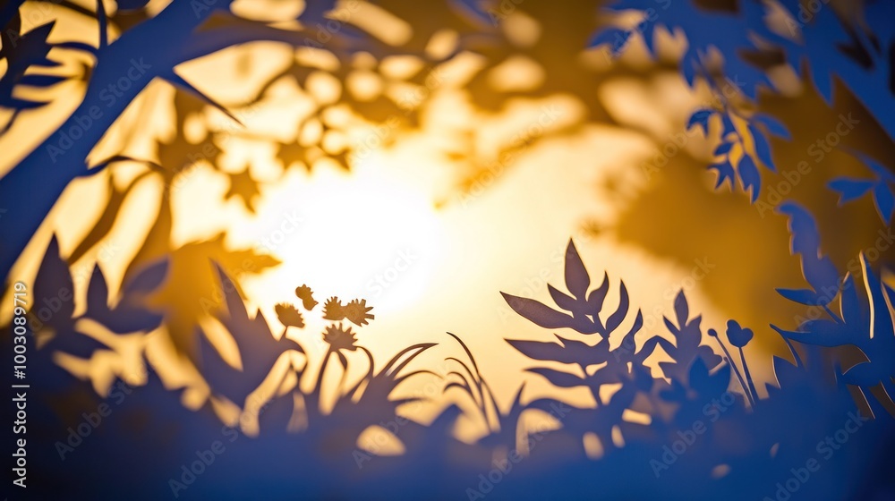 A silhouette of foliage against a warm, glowing background, evoking tranquility and nature. A silhouette of foliage against a warm, glowing background, evoking tranquility and nature.