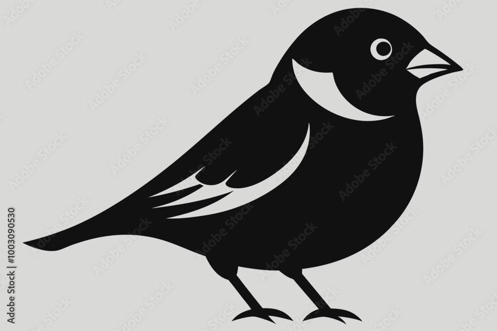 Fototapeta premium A cute House Sparrow bird for log silhouette black Vector art illustration 