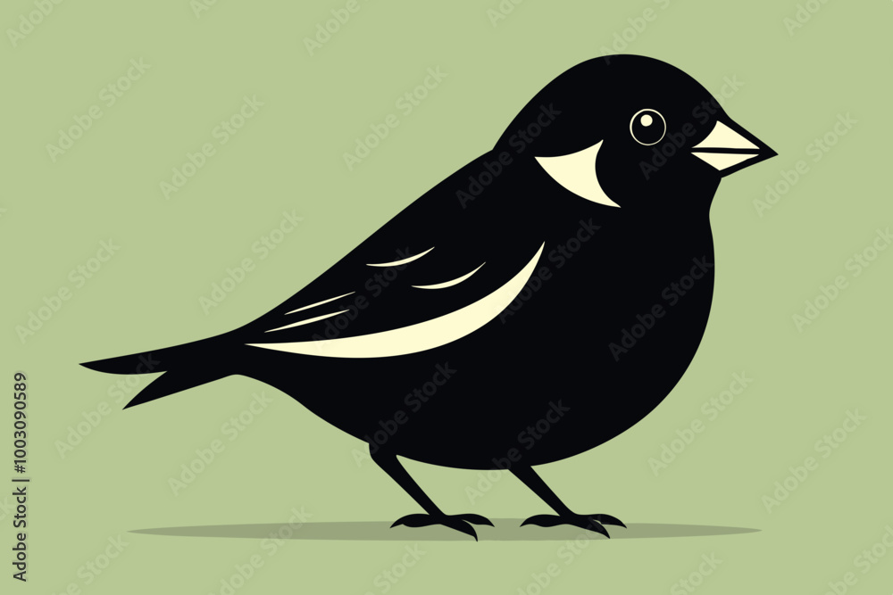 Obraz premium A cute House Sparrow bird for log silhouette black Vector art illustration 