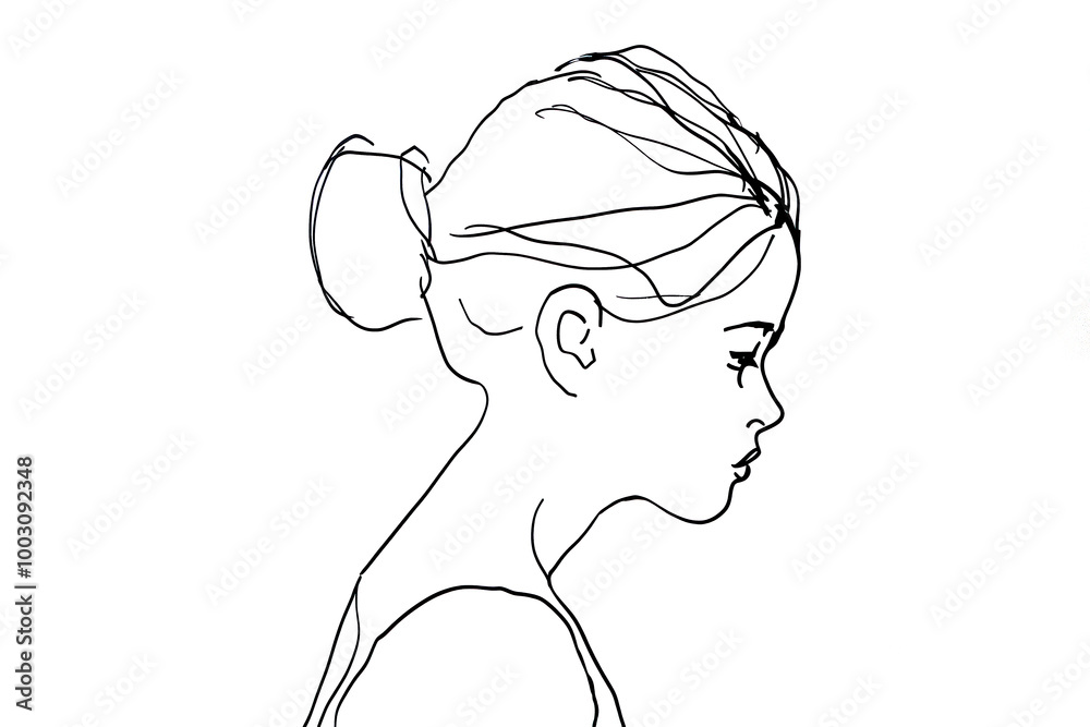 one line drawing on a white background of a black line depicts the silhouette of a girl one line drawing on a white background of a black line depicts the silhouette of a girl
