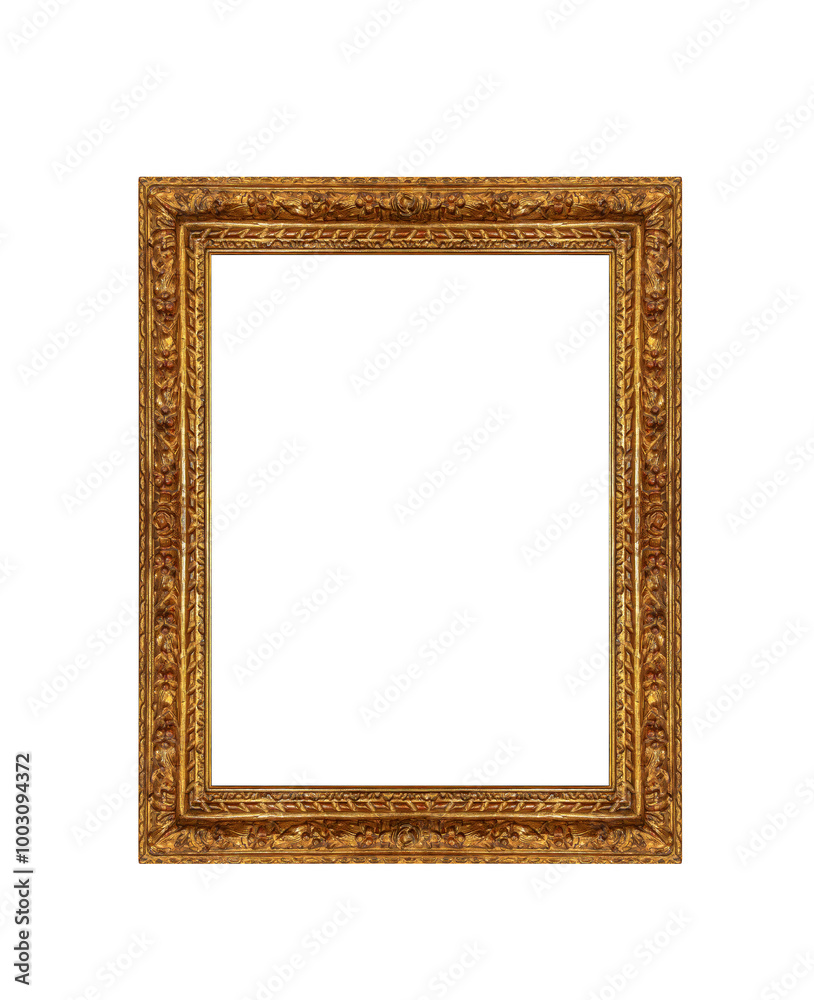 Antique golden picture frame isolated on white background. Antique golden picture frame isolated on white background.