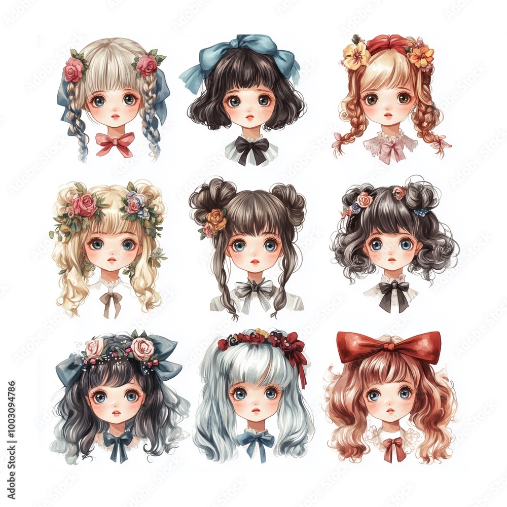 Naklejka premium set of girls