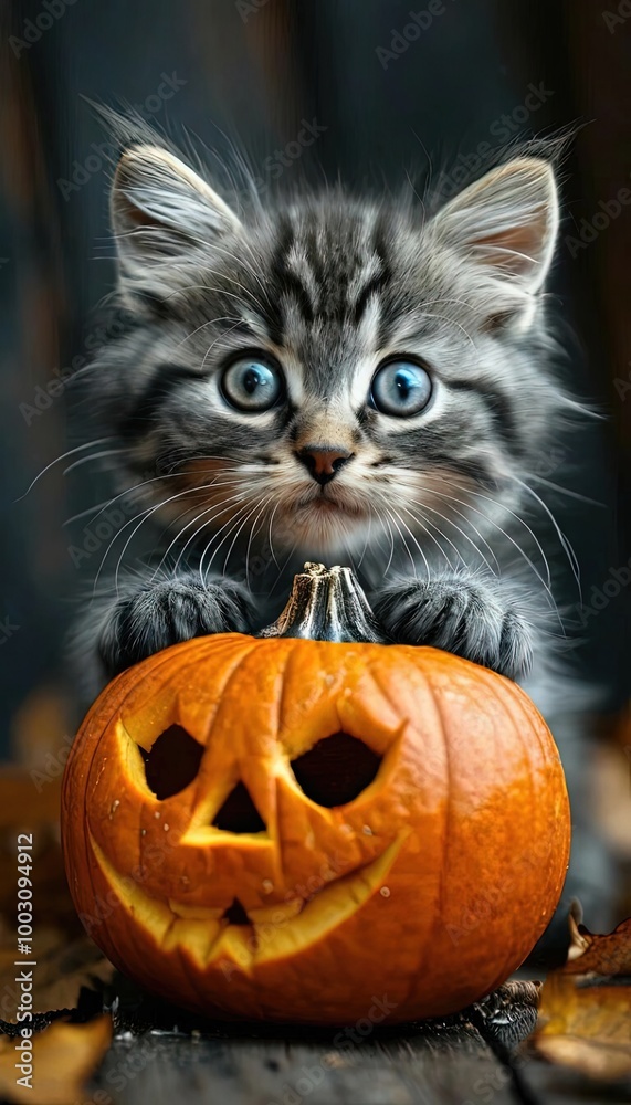 halloween cat with pumpkin halloween cat with pumpkin