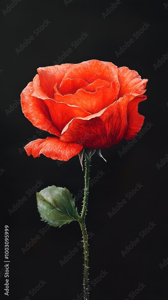 Obraz premium Red Hand Pencil Scribble Painting, Flowers, Rose on Black Background, Abstract Image, Texture, Pattern Background, Wallpaper, Cover and Screen of Smartphone, PC, Laptop, 9:16 and 16:9 Format