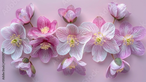Wallpaper Mural Hellebores flowers on soft color background, romantic feminine composition, wedding invitation concept. Torontodigital.ca