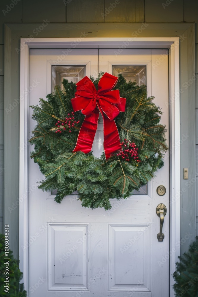 Charming Holiday Wreath on Door Charming Holiday Wreath on Door