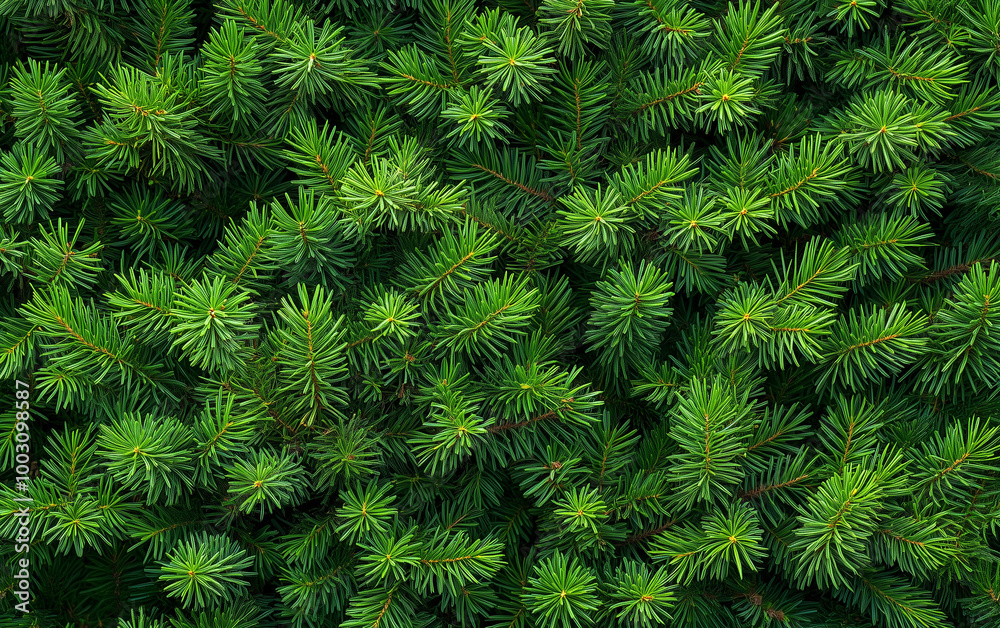 Closeup of green fir tree branches in natural light Closeup of green fir tree branches in natural light