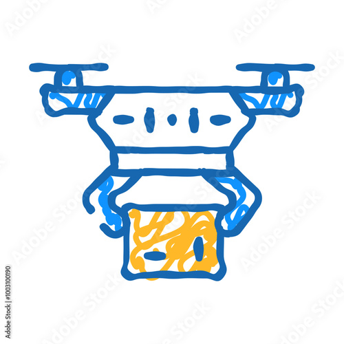 drone delivery robot doodle icon sketch vector. drone delivery robot sign. isolated symbol illustration