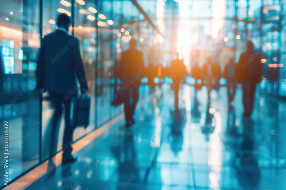 A group of people walking in a city with a bright sun shining on them, generative ai image A group of people walking in a city with a bright sun shining on them, generative ai image